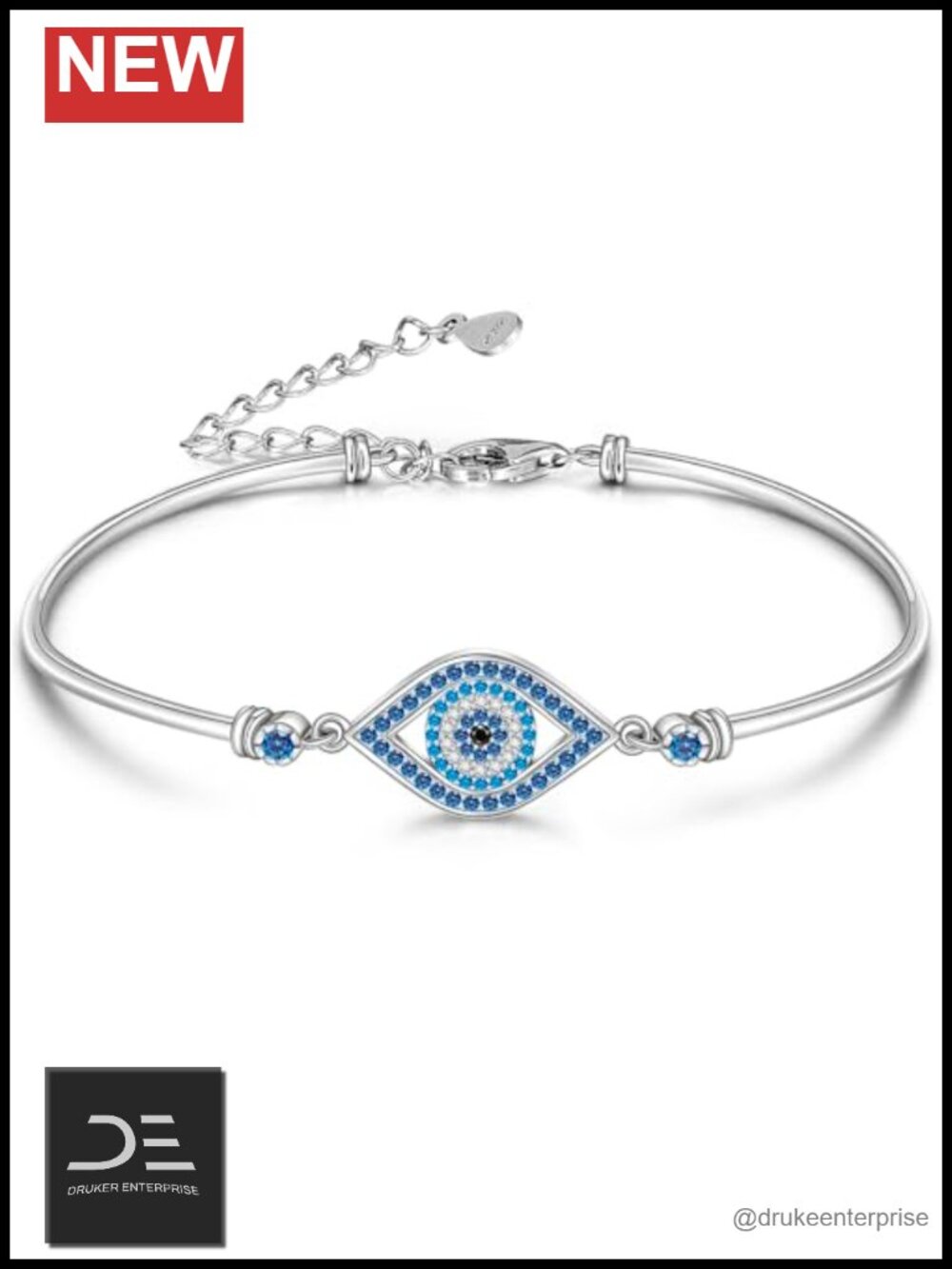 925 Sterling Silver Evil Eye Protection Bracelet Adjustable Chain Jewelry Gift